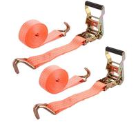 2 correas de trinquete de 1.5 x 9.8 pies, correas de amarre resistentes con ganchos en J recubiertos de vinilo, correas de trinquete de carga automática de 4200 libras, carga de trabajo segura para
