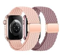 2 correas magnéticas trenzadas para Apple Watch de 1.61, 1.57, 1.77, 1.73 pulgadas, Ultra/3/2 de 49 mm, 38 mm, 46 mm, 42 mm, para mujeres y hombres, correas elásticas de nailon para iWatch Series 11
