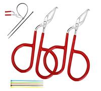 2 cortadores de bridas de cables, herramienta de amarre para desatar bridas y cremalleras, con asas de silicona rojas (rojo)