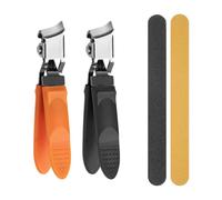 2 Cortaúñas Biselados, 2 Limas De Uñas, Cortaúñas De Acero Inoxidable, Cortaúñas De Gran Apertura, Cortaúñas A Prueba De Salpicaduras, Herramienta De Manicura Multiusos