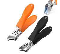 2 cortaúñas con apertura ancha antisalpicaduras y mango largo, hoja curvada para personas mayores, cortaúñas encarnadas biseladas, mujeres y hombres, cortaúñas para uñas gruesas