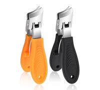 2 cortaúñas curvas, cortaúñas oblicuas, con apertura ancha y protección contra salpicaduras, cortaúñas con cabeza en ángulo para uñas gruesas para hombres y mujeres