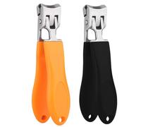 2 cortaúñas curvos, cortaúñas biselado con amplia apertura y protección contra salpicaduras, cortaúñas inclinado a prueba de salpicaduras, cortaúñas para uñas gruesas (planas)