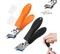 2 cortaúñas curvos, cortaúñas inclinados, picos de águila, alicates de uñas biselados, cortaúñas a prueba de salpicaduras para uñas gruesas y uñas encarnadas, acero inoxidable