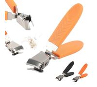 2 cortaúñas de apertura de mandíbula ancha para uñas gruesas y uñas encarnadas, mango largo antisalpicaduras, cortaúñas para hombres y mujeres, recortador de uñas grande profesional