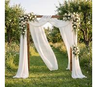 2 cortinas de gasa de tul con arco de boda, 75 x 600 cm, tela de gasa suave, para decoración de bodas, fondo fotográfico, fiesta (blanco crema)