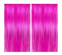 2 cortinas de oropel fucsia con purpurina rosa y lila, 1 m x 2 m, con flecos, cortinas de oropel, para fiestas, cumpleaños, fiestas, graduaciones, fotos