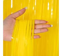 2 cortinas de oropel metálicas, color amarillo, 1 x 2 m, para fiestas, cumpleaños, fotos, fondo, flecos, serpentinas, decoración, decoración, cortinas, decoración para Navidad