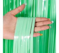 2 cortinas de oropel metálicas, color verde, 1 m x 3 m, para fiestas, cumpleaños, fotos, fondo, láminas, flecos, serpentinas, decoración, accesorios para fotos, cortinas, decoración para Navidad