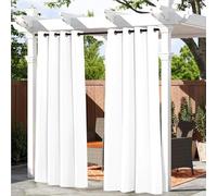 2 cortinas impermeables para exteriores, resistentes a los rayos UV y al viento, paneles de privacidad para glorieta, pérgola, patio, ojales superiores filtrantes de luz (blanco, 91 pulgadas de ancho