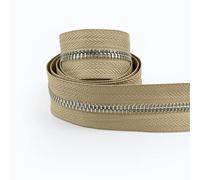 2 cremalleras de 1-5 yardas 5# for coser bolsa con cierre rollo bobina ropa abrigo cremallera Kit reparación accesorios DIY Para Abrigos y Chaquetas(KhkaiSilver,3yard)