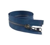 2 cremalleras metálicas n.° 3 de 15-70 cm, con extremos de apertura/cierre para kit de reparación de ropa y decoración de bolsos,azul marino, negro de pistola,60 cm - Extremo abierto