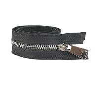2 cremalleras metálicas nº 5 de 15-80 cm con cierre automático para abrigos, zapatos, bolsillos y prendas de vestir.,Blackgunblack,Extremo abierto - 55 cm