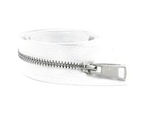 2 cremalleras metálicas nº 5 de 15-80 cm con cierre automático para abrigos, zapatos, bolsillos y prendas de vestir.,Plata blanca,Extremo cerrado - 15 cm