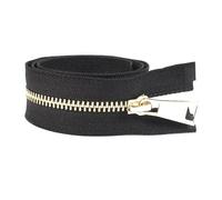2 cremalleras metálicas nº 5 de 15-80 cm con cierre automático para abrigos, zapatos, bolsillos y prendas de vestir.,Oro negro,Extremo abierto - 30 cm