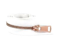 2 cremalleras metálicas nº 5 de 15-80 cm con cierre automático para abrigos, zapatos, bolsillos y prendas de vestir.,Oro rosa blanco,Extremo abierto - 40 cm