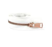 2 cremalleras metálicas nº 5 de 15-80 cm, con extremos de apertura/cierre para reparar bolsillos de abrigos o bolsos.,Oro rosa blanco,Extremo abierto - 45 cm