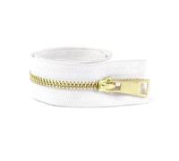 2 cremalleras metálicas n.° 5 de 15-80 cm, separables, para reparar cierres de prendas y bolsas.,Oro blanco,Extremo abierto - 45 cm