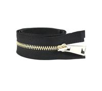 2 cremalleras metálicas n.° 5 de 15-80 cm, separables, para reparar cierres de prendas y bolsas.,Oro negro,Extremo abierto - 45 cm