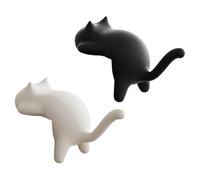 2 Crochets Adhésifs en Forme de Chat pour Table/Bureau, Porte-Sac Anti-Dérapant sans Perçage, Design Mignon pour Suspension de Sacs à Main et Accessoires (Noir et Blanc)