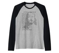 2 Crónicas 7:14 KJV Cristo Jesús Dios sanará su Tierra Camiseta Manga Raglan