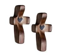 2 cruces de madera hechas a mano, madera en cruz mi corazón, madera cristiana/en cruz, protección de madera, bolsillo portátil, alivia la ansiedad y comodidad para mujer, aliento diario
