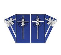 2 crucifijos infantiles de pared, acabado plateado, regalo de bautizo para niños y niñas, primera comunión, regalo dedicatorio para bebés, niñas, ahijadas, bautismo, niños, cruces, regalos de abuelos