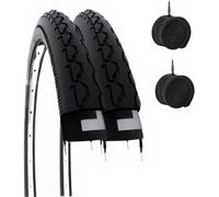 2 neumáticos 24 x 1 3/8 (37-540) + cámaras de Aire neumáticos Negros para Cochecito/Silla de Ruedas de 24 Pulgadas