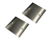 2 cubiertas plateadas de acero inoxidable para zócalos de piso, placa decorativa en blanco de 86 x 86 mm para ocultar enchufes no utilizados y agujeros de pared