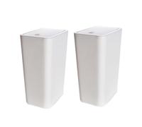 2 cubos de basura delgados con botón pulsador, cubo estrecho de 10 litros con tapa, lata pequeña para baño, oficina, sala de estar, cocina, inodoro (blanco)