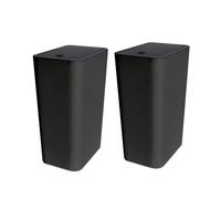 2 cubos de basura delgados con botón pulsador, cubo estrecho de 10 litros con tapa, lata pequeña para baño, oficina, sala de estar, cocina, inodoro (negro)