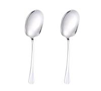 2 cucharas de acero inoxidable, cucharas de buffet, cucharas cuadradas grandes, cucharas de restaurante para banquetes, cucharas de buffet con mango largo (plata)