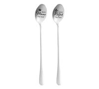 2 cucharas de café grabadas, 1 caja de almacenamiento, cucharas grabadas, cucharas mezcladoras de acero inoxidable, cucharas de cocina para cocina, regalos para mamá y