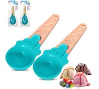 2 cucharas de helado verde azulado con gatillo, cuchara giratoria de PVC duradera para yogur congelado, magdalenas, dulces, masa, mango de fácil agarre, apto para lavavajillas, herramienta de porción