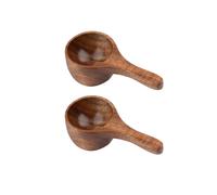 2 cucharas de madera, mini taza medidora de café, cuchara de madera para helado, cuchara medidora de cocina