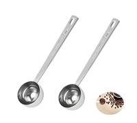 2 Cucharas dosificadoras, Juego de cucharas medidoras de 15 ml dosificadoras de café de acero inoxidable redondas con mango largo herramientas cocina para café molido leche té azúcar proteína Brewin