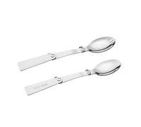 2 cucharas plegables de acero inoxidable de tres pliegues para estudiantes, portátil, personalizada, cuchara plegable, caja rosa