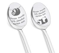 2 cucharillas de café grabadas de acero inoxidable 304 con texto en alemán "Heute Werde ich Absolut Nchts Tun", cucharilla de té personalizada, regalo para jubilados, bodas, cumpleaños, mamá, papá