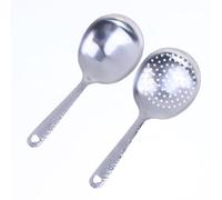 2 cucharones y cucharas ranuradas, cucharón de sopa y cucharas coladoras, cuchara de cocina de acero inoxidable y cucharas de skimmer, utensilios de cocina, utensilios de wok para el hogar y el
