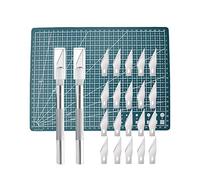 2 cuchillos de corte de precisión con 20 cuchillas de repuesto y alfombrilla de corte A4, cortador de cúter, bisturí modelismo para bricolaje