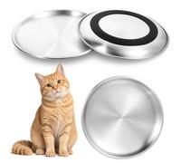 2 cuencos de acero inoxidable para gatos con tiras de silicona antideslizantes, cuencos anchos y poco profundos para gatos, platos planos de metal para gatos o platos para alimentar gatos de interior