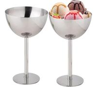 2 cuencos de acero inoxidable para helado, tazas de helado, cuencos de postre con pies, vasos de postre para frutas, cócteles, ensalada, yogur y pudín de frutas (alto)