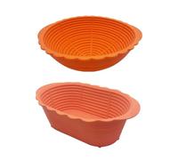 2 cuencos de silicona redondos y ovalados plegables for hacer masa madre, ideales for hornear pan en la cocina(Orange)