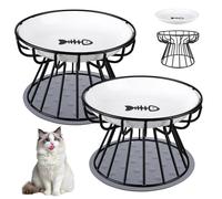 2 cuencos elevados para gatos, comedero para gatos de cerámica, cuencos elevados para gatos, cuencos elevados con soporte de metal y alfombrillas antideslizantes, comedero para gatos de cerámica, para