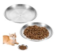 2 cuencos para gatos, planos, 20 cm de diámetro, de acero inoxidable, para gatos, planos, para gatos, de acero inoxidable, para gatos, comedero plano para gatos y fácil de limpiar