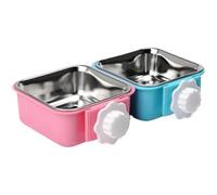 2 Cuencos para Jaula para Perros, Cuenco de Agua extraíble de Acero Inoxidable con Soporte para Pernos, Cuenco Cuadrado ecológico para Gatos, Cachorros, Conejos y Animales pequeños