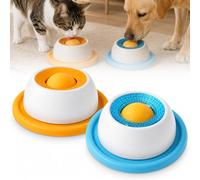 2 cuencos para perros, alfombrilla para lamer perros con bola giratoria, juguete interactivo para perros y comederos lentos, comedero para perros y gatos, juguete de empleo contra el aburrimiento