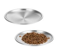 2 cuencos planos de acero inoxidable para gatos, 14 cm, con bigotes anchos, comedero