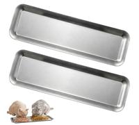2 cuencos planos para gatos de acero inoxidable, 40 x 12,5 cm, platos rectangulares para hogares de varios gatos, planos, extra anchos, adecuados para comida y agua y fácil de limpiar