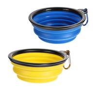 2 cuencos plegables para perros y gatos, cuenco portátil para perros con mosquetón, cuenco plegable para perros, para viajes, senderismo